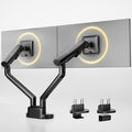 monTEK Dual Monitor Stand for 2 Screens 17 to 35 Inch, Heavy Duty Monitor Mount Arm, VESA Mount Desk Stand with C-Clamp/Grommet Base, Holds up to 24.3 lbs Per Arm, VESA 75/100mm