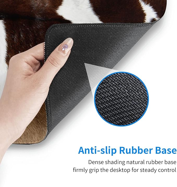 Cow Print Mouse Pad Extended Large Gaming Mousepad XL Big Long Oversized Desk Mat Stitched Edges 31.5 X 11.8 Inch for Home Office Black25