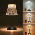 Rechargeable Cordless Table Lamp, Touch Control Crystal Desk Lamp with 3500mAh Battery, 3 Color Dimmable LED Small Lamp for Bedroom Bedside Restaurant Kitchen Home Decor, Black