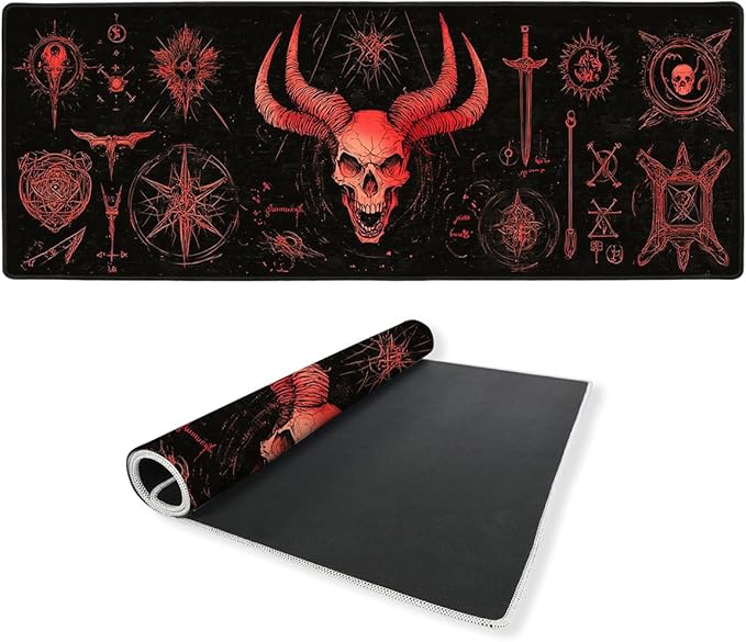 Magic Gaming Mouse Pad Large Desk Mat Red Dark Skull Mousepad for Keyboard and Mouse Extra Large Full Desk Computer Pads 31.5 x 11.8 Mouse Pads for Desk Home Office Gaming