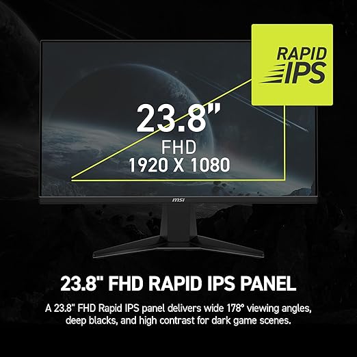 msi MAG 245F X24 24-inch 1920 x 1080 (FHD) Gaming Monitor, 240Hz, FreeSync Premium, HDR Ready, HDMI, VGA Port, VESA Mountable, Tilt, 4-Side Slim Bezel, 0.5ms, Black