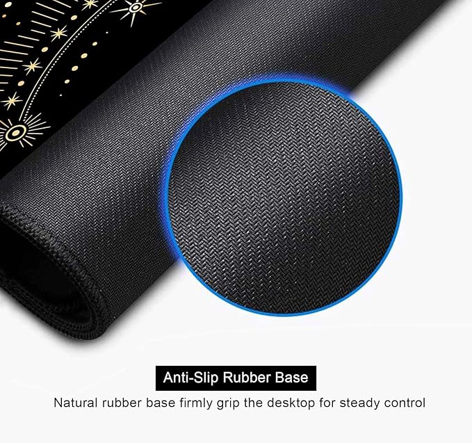 Black & Gold Large Mouse Pad, Boho Snake Witch Desk Mat for Desktop, Women Gaming Full Desk Mousepad, Moon Phases Computer Laptop Protector Writing Pad for School Office Home 35.4x15.7 in