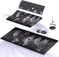 Ospelelf Ergonomic Mouse Pad and Keyboard Stand Wrist Rest Pad Set with Large Mousepad, Memory Foam Comfort, Premium Office Desk Accessories for Pain Relief and Efficiency, Black Map