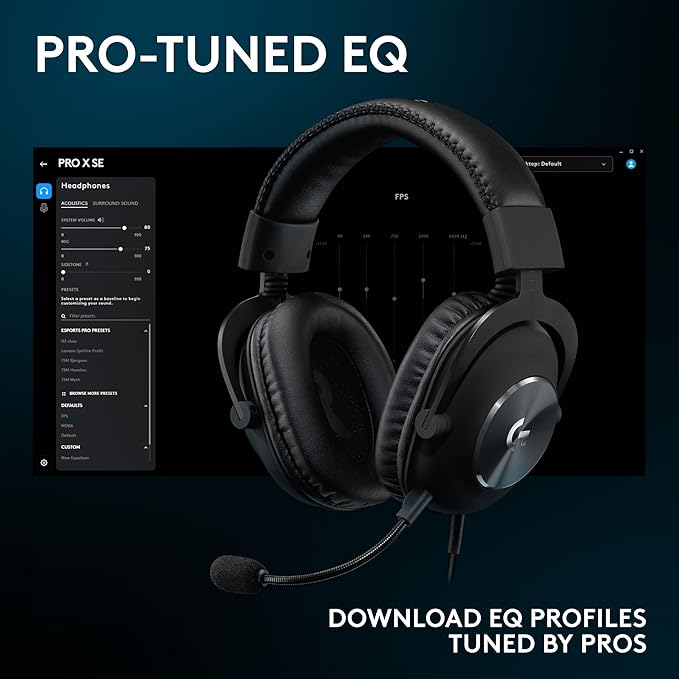 Logitech G Pro X SE Wired Gaming Headset with Microphone: Detachable Microphone, DTS Headphone:X 7.1, for PC, Xbox One, Xbox Series X|S, PS5, PS4, Includes USB DAC - Black