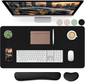 Mouse Pad with Wrist Rest Support, Keyboard Wrist Rest and Mouse Pad Set, Desk Mat for Keyboard and Mouses, Non-Slip Computer Mat Set for Office, Home (35.4×15.7 Inches, Black)