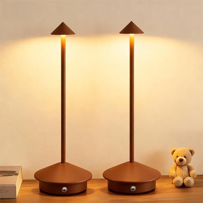 2 Pack Aluminum Cordless Table Lamp, 6000mAh Rechargeable Table Lamps, Portable Touch LED Lamp, Outdoor Waterproof Dimmable Cordless Rechargeable Table Lamps for Restaurant/Patio- Black (Zongse)