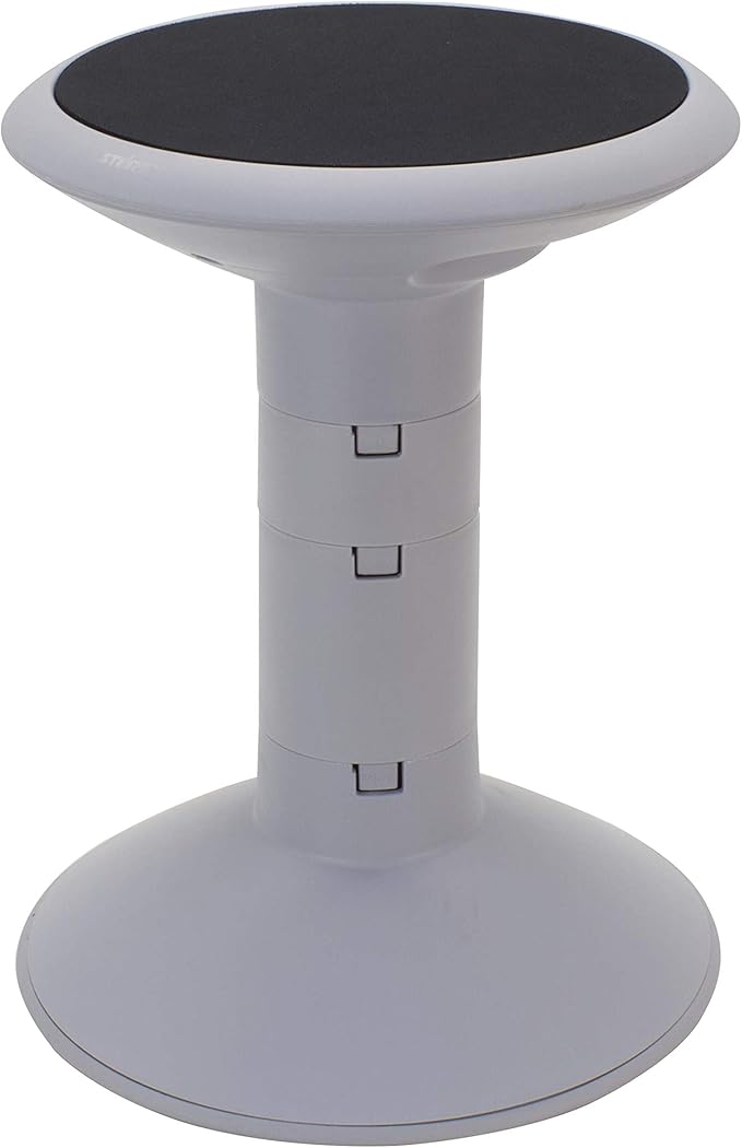 Storex Active Tilt Stool – Ergonomic Seating for Flexible Office Space and Standing Desks, Adjustable 12-24 Inch Height, Gray (00322A01C)