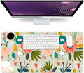 Desk Mat Large Protector Pad 27.5" ×13.8", Non-Slip PU Leather Desk Blotter, Waterproof Mouse Pad for Office Home Green Floral