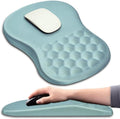 Hokafenle Ergonomic Mouse Pad Wrist Support with Massage Design, Wrist Rest Mousepad with Memory Foam&Non-Slip PU Base, Mouse Pads for Wireless Mouse & Desk (12x8 inch,Light Blue)