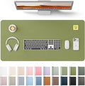 YSAGi Leather Desk Protector, Office Mat, Large Mouse Mat, Non-Slip PU Leather Blotter, Laptop Pad, Waterproof Writing Pad for Office and Home (Green, 35.4" x 17")