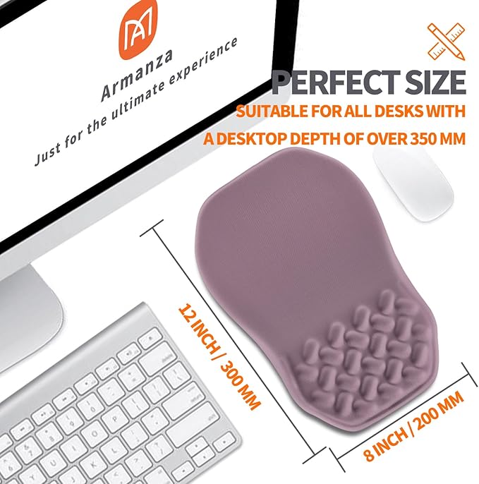 Ergonomic Slope Mouse Pad Wrist Support, Wrist Rest Mousepad for Carpal Tunnel with Massage Bulge and Slow Rebound Memory Foam (12x8 inch, Purple)