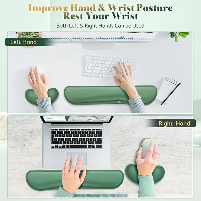 Gimars Upgrade Enlarge Silky and Superfine Fabric Gel Memory Foam Keyboard Wrist Rest Set, Ergonomic Keyboard Mouse Wrist Support for Typing, Comfort for Office, Gaming, Computer
