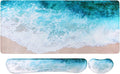 iCasso Keyboard Mouse Pad Set, Extended Gaming Mouse Pad + Keyboard Wrist Rest Support, Memory Foam, Easy Typing & Comfort, 3Pcs (35.4×15.7 in) Large Ultra Thick Mousepad Desk Mat (Beach)