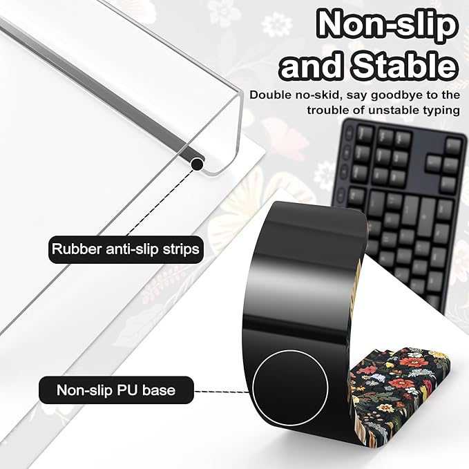 HAOCOO Keyboard Stand for Desktop, Acrylic Tilted Key Board Holder, 3-Level Height Adjustment Keyboard Riser for Easy Ergonomic Working, Wrist Rest for School Desk Accessories