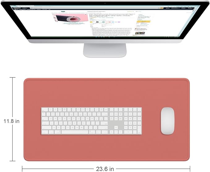 Dapesuom Large Mouse Pad, Extended Gaming Mouse Mat with Stitched Edges, Full Size Desk Mats with Non-Slip Base, Computer Big Desktop Keyboard Pad for Laptop, Office, 23.6 x 11.8 in, Indian Red