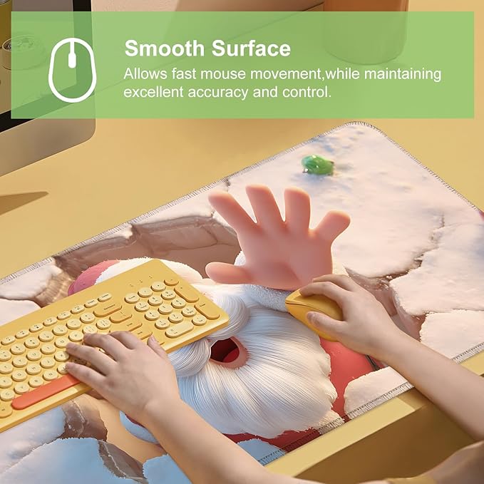 Desk Mat, XXL Extended Gaming Pad for Desktop, 31x12 Inches Santa Breaking Through Wall Design, Large Non-Slip Vegan Leather Keyboard Mouse Mat for Home Office