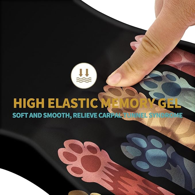 Hokafenle Ergonomic Mouse Pad Wrist Support with Massage Design, Wrist Rest Mousepad with Memory Foam&Non-Slip PU Base, Mouse Pads for Wireless Mouse & Desk (12x8 inch,Paw)