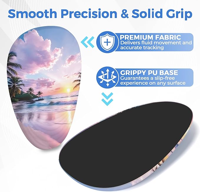 Ergonomic Mouse Pad with Wrist Support, Memory Foam Wrist Rest for Pain Relief & Carpal Tunnel, Non-Slip Base for Office, Computer, PC, Laptop (12x8x1.2inch, Sunset Beach)
