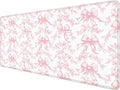 Coquette Pink Floral Large Mouse Pad 31.5x15.7inch, Trendy Girly Pink Bow Peony Flower Aesthetic Large Extended Computer Desk Mat Mousepad for Keyboard and Mouse, Preppy Desk Accessories