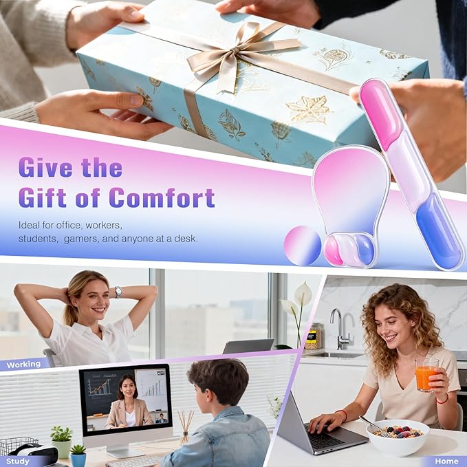 Ospelelf Mouse Pad with Wrist Rest Set Gel Ergonomic Keyboard Wrist Support Anti-Slip Rubber Bottom Office Women Desk Accessories for Computer, Laptop and Gaming, Pink and Blue