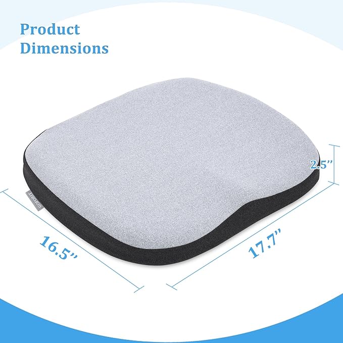 GOFORIT Molded Memory Foam Seat Cushion, Patent Dual-Layer Foam Design Office Chair Pad, Ergonomic Coccyx Cushion for Sciatica Pain Relief,Light Grey