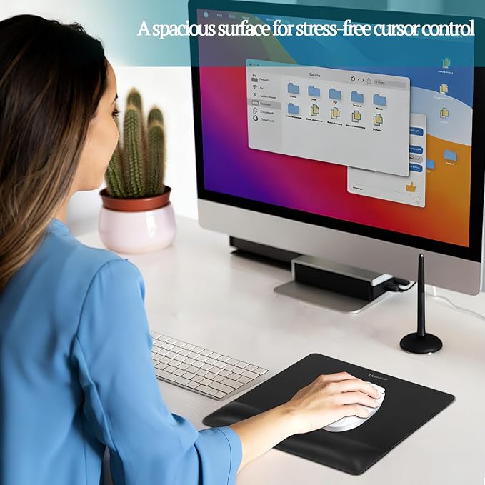 univo colors Mini Size Mouse Pad for Business Trips and Travel,Premium PU Material,Ergonomic Design,Smooth Mouse Operation with Hard Plate,Reduces Fatigue(Gray)
