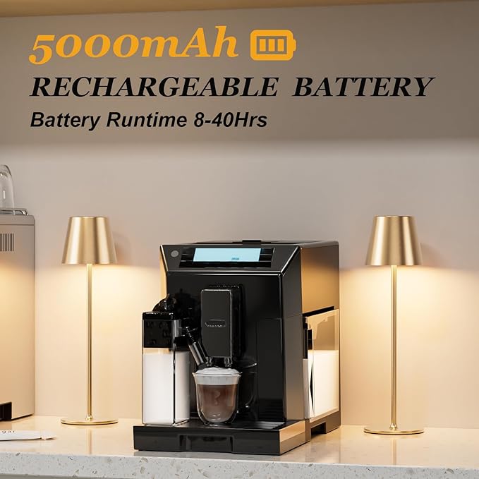 Kakanuo Cordless Table Lamp Rechargeable Gold - KK 4 Pack Battery Operated Lamp for Dining Table, 3 Color Stepless Dimming Waterproof LED Wireless Lamp for Counter, Outdoor Patio, Touch Control