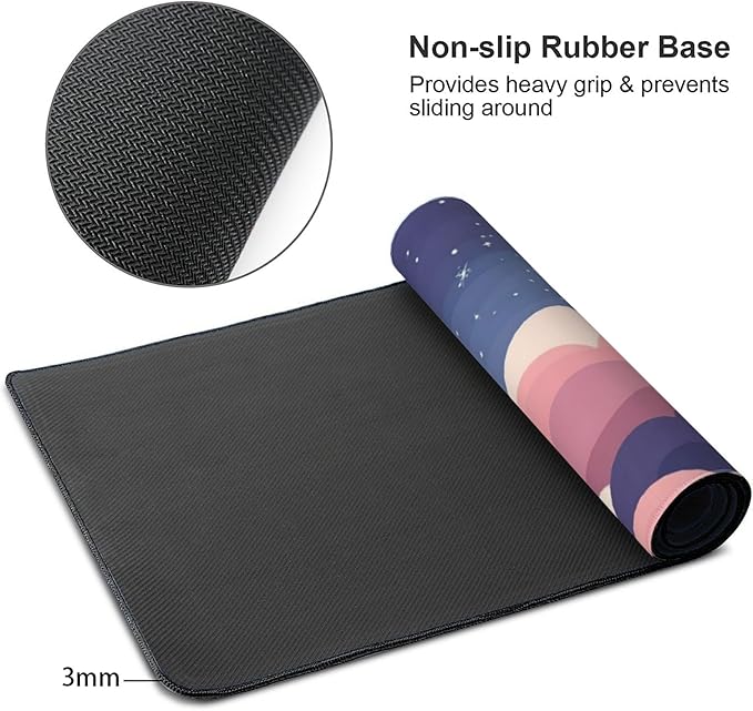 Desk Mat, Cute Colorful Clouds XXL 35.4"x15.7"Large Gaming Mouse Pad, 3mm Thick Gaming Keyboard Pad,Desk Pad Non-Slip Rubber Base with Stitched Edges for Office Game Home Decor