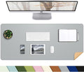 Desk Mat,35.4" x 17" Leather Desk mat,Double-Sided Desk Pad,Desk matt for Desktop,Large Mouse Pad,Office Desk mat,Waterproof Desk Blotter pad for Office&Home(Light Grey+Cork)