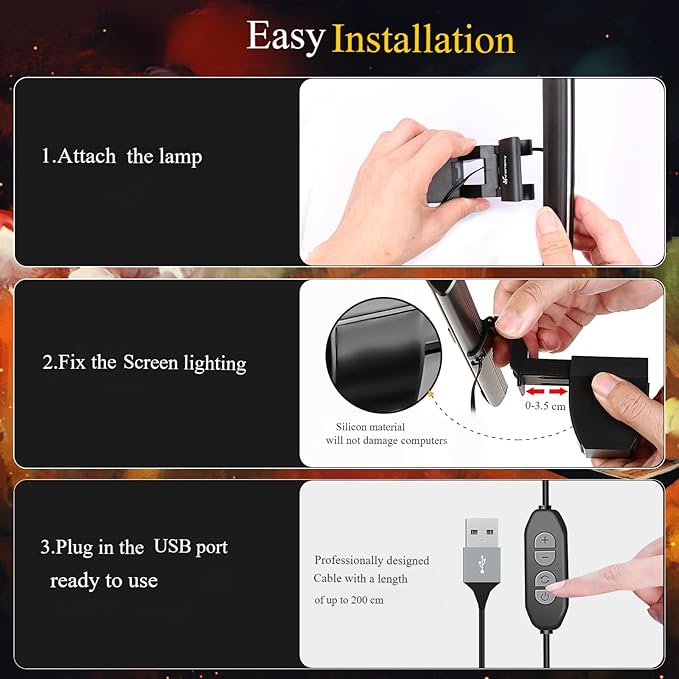 CATPOWER Computer Monitor Light Bar, LED Screen Light Bar for Workspace, Dimmable Monitor Lamp, Button Control Monitor Lamp for Desk/Office/Home/Game, for Eye Caring