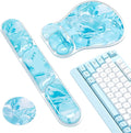 Ospelelf Mouse Pad with Wrist Rest Set Gel Ergonomic Keyboard Wrist Support Anti-Slip Rubber Bottom Office Women Desk Accessories for Computer, Laptop and Gaming, Ice Blue