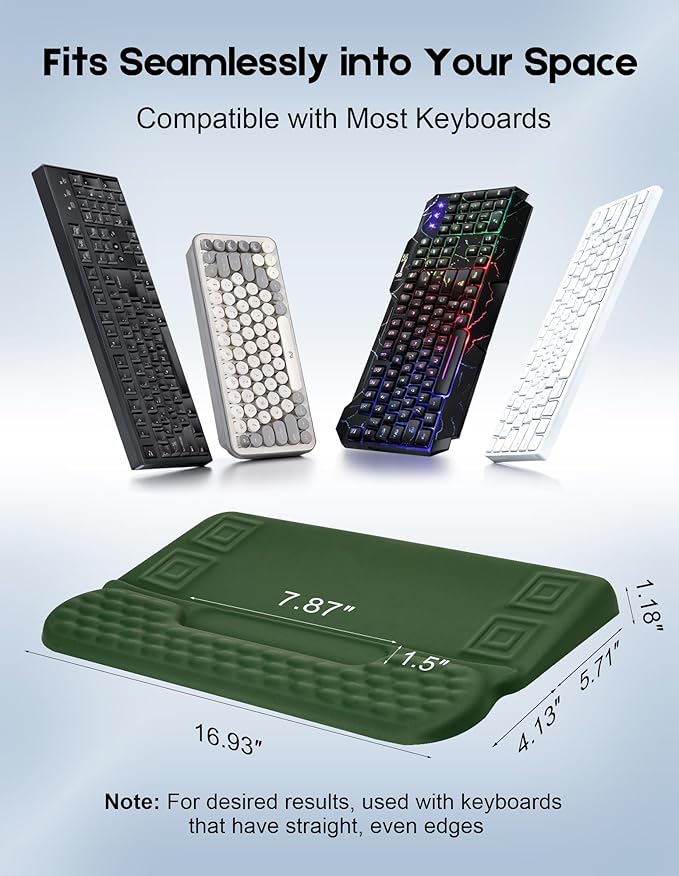 Wrist Rest with Keyboard Stand and Storage Slot, Ergonomic Computer Keyboard Wrist Rest, Soft Memory Foam, Non-Slip Base, Wrist Pad for Keyboard Pad with Wrist Support for Work Study Game