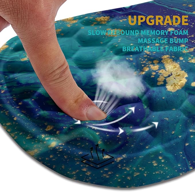 Hokafenle Ergonomic Mouse Pad Wrist Support, Wrist Rest Mousepad for Carpal Tunnel with Integrated Memory Foam Slope Massage Bulge (11.8x7.9 inch,Blue Gold)
