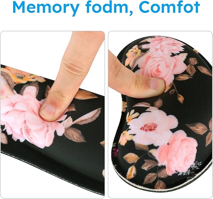 iCasso Keyboard Mouse Pad Set, Extended Gaming Mouse Pad + Keyboard Wrist Rest Support, Memory Foam, Easy Typing & Comfort, 3Pcs (35.4×15.7 in) Large Ergonomic XXL Thick Mousepad Desk Mat