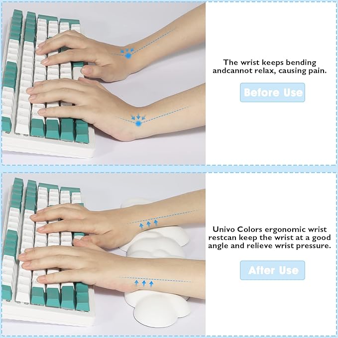 ATTACK SHARK Cloud Mouse Pad Wrist Support and Keyboard Wrist Rest,Ergonomic Design for Typing Pain Relief,Memory Foam Wrist Rest Leather Cup Coaster for Desk,Office,Computer Laptop,Mac(White)