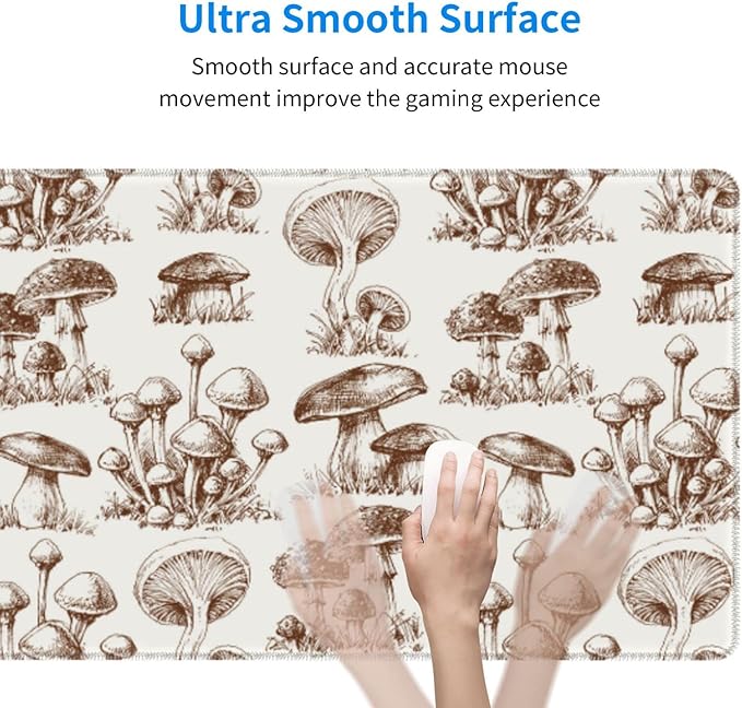 Aesthetics Mushroom Mouse Pad Extended Large Gaming Mousepad XL Big Long Oversized Desk Mat Stitched Edges 31.5 X 11.8 Inch for Home Office Black37