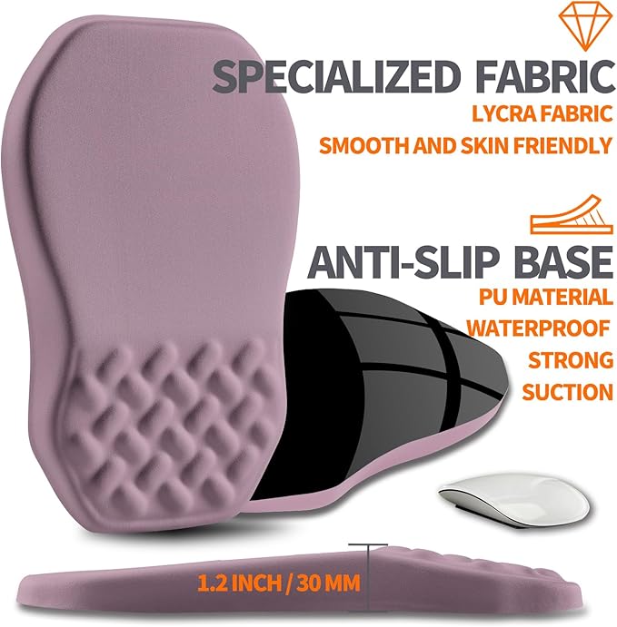 Ergonomic Slope Mouse Pad Wrist Support, Wrist Rest Mousepad for Carpal Tunnel with Massage Bulge and Slow Rebound Memory Foam (12x8 inch, Purple)
