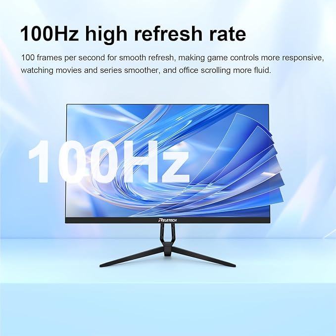 23.8 Inch Computer Monitor, FHD 1080P 100Hz Fast-IPS Gaming Monitor with Eye Care, 100% sRGB, Low Blue Light, VESA Mount, HDMI VGA Ports for Home Office (R23 Pulse)