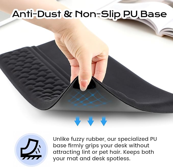Keyboard Wrist Rest with Ergonomic Height - Computer Keyboard Stand & Soft Cushioned Pad for Wrist - Non-Slip Typing Support for Office, Gaming & Home (Black)