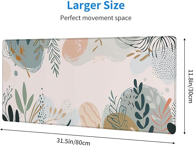 Abstract Boho Desk Mat Gaming Mouse Pad Green Pink XL Mouse Pad Large Mousepad Extended Laptop Keyboard Mat Gaming Desk Pad Mouse Mat Office Computer Keyboard Laptop Home 31.5"x11.8"