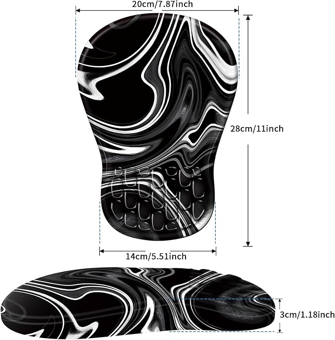YIWEI Ergonomic Mouse Pad with Wrist Rest - Memory Foam Wrist Support for Carpal Tunnel Relief, Non-Slip Rubber Base, Lycra Cloth Surface for Gaming and Home Office, Black