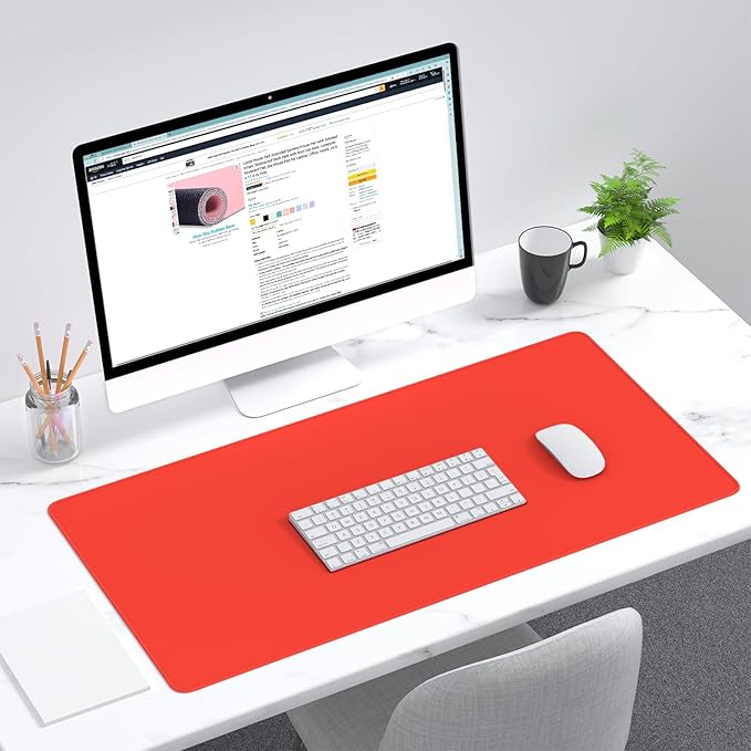 Dapesuom Large Gaming Mouse Pad, Extended Mouse Mat with Stitched Edges, Full Size Keyboard Pad with Non-Slip Base, Big XXL Computer Desk Mats for Gamer, Laptop, Office, 31.5 x 15.7 in, Red