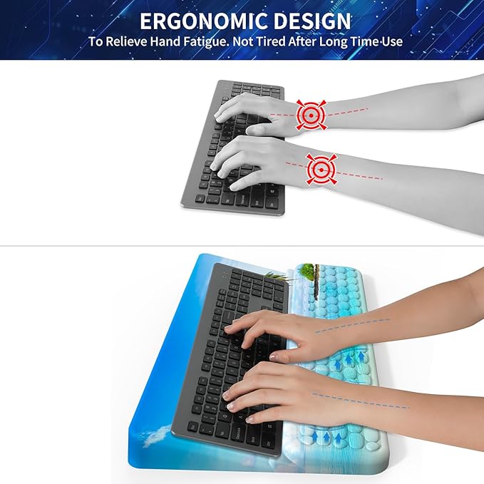Wrist Rest for Computer Keyboard, Keyboard Wrist Rest, Ergonomic Keyboards Holder for Easy Typing Working, Wrist Pad for Keyboards with Comfortable Wrist Rest for Keyboard Blue