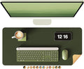 YSAGi Double-Sided Desk Pad, 23.6"x13.7" Leather Desk Mat, Eco Cork Desk Pad Protector, Large Mouse Pad for Desk, Waterproof Desk Blotter Pad, Desk Writing Pad for Office Work/Home(Dark Green/Cork)