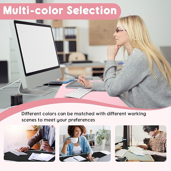 Konohan Heated Desk Pad Warm Mouse Pad, 5 Heating Level & 4 Hour Auto Shut-Off, PU Leather Warm Mouse Mat Heating Keyboard Gaming Mice Warmer Mat Only Supports 110v(Pink Color,35.4"x 14.2")
