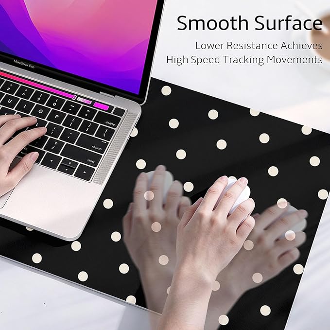 Mouse Pad Leather Desk Mat Large Keyboard Cute Office Desktop Computer Laptop XXL Long Big Aesthetic Modern Design Women Girls Gaming Gamer Oversized Wide Mousepad 31.5"x15.7", Polka Dots