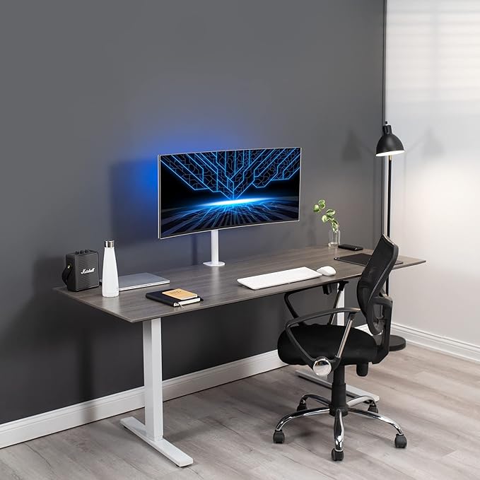 VIVO Single 13 to 38 inch LCD Monitor Heavy Duty Desk Mount Stand, Holds 1 Standard to Ultrawide Screen up to 38 inches, White, STAND-V001CW