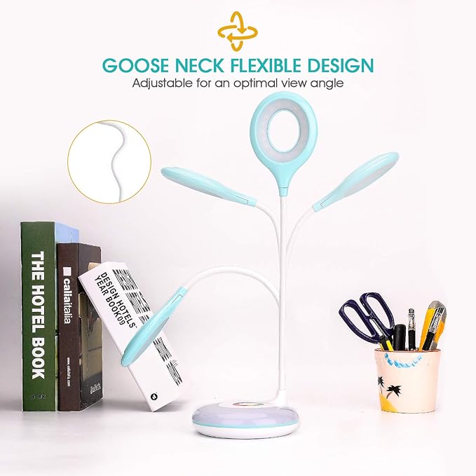 mafiti LED Desk Lamp Cordless Rechargeable Battery Operated Table Light Adjustable Gooseneck Dimmable Touch Control Color Changing RGB Eye-Caring Base Night Light for Kids with USB Charging Cable