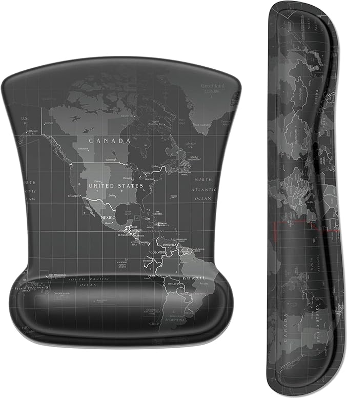 ITNRSIIET Mouse Pad Wrist Support Keyboard Wrist Rest Pad Ergonomic Mousepad Non-Slip Memory Foam Keyboard Pad Easy Typing Pain Relief Perfect for PC Laptop Gaming Office, Map