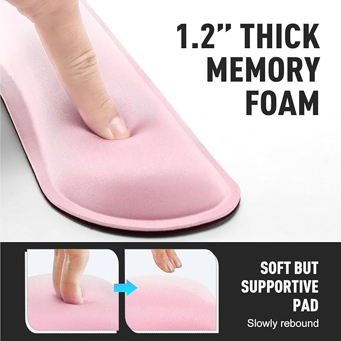 Gimars Upgrade Enlarge Silky Gel Memory Foam Keyboard Wrist Rest, Wrist Rest for Computer Keyboard, Ergonomic Mouse pad Rests for Typing, Wrist Support for Office, Gaming, Pink Gradient